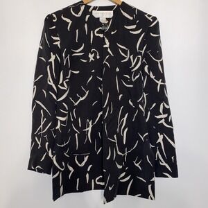 Vintage Doncaster Abstract Print Woven Rayon Open Jacket Blazer Made USA Size 8